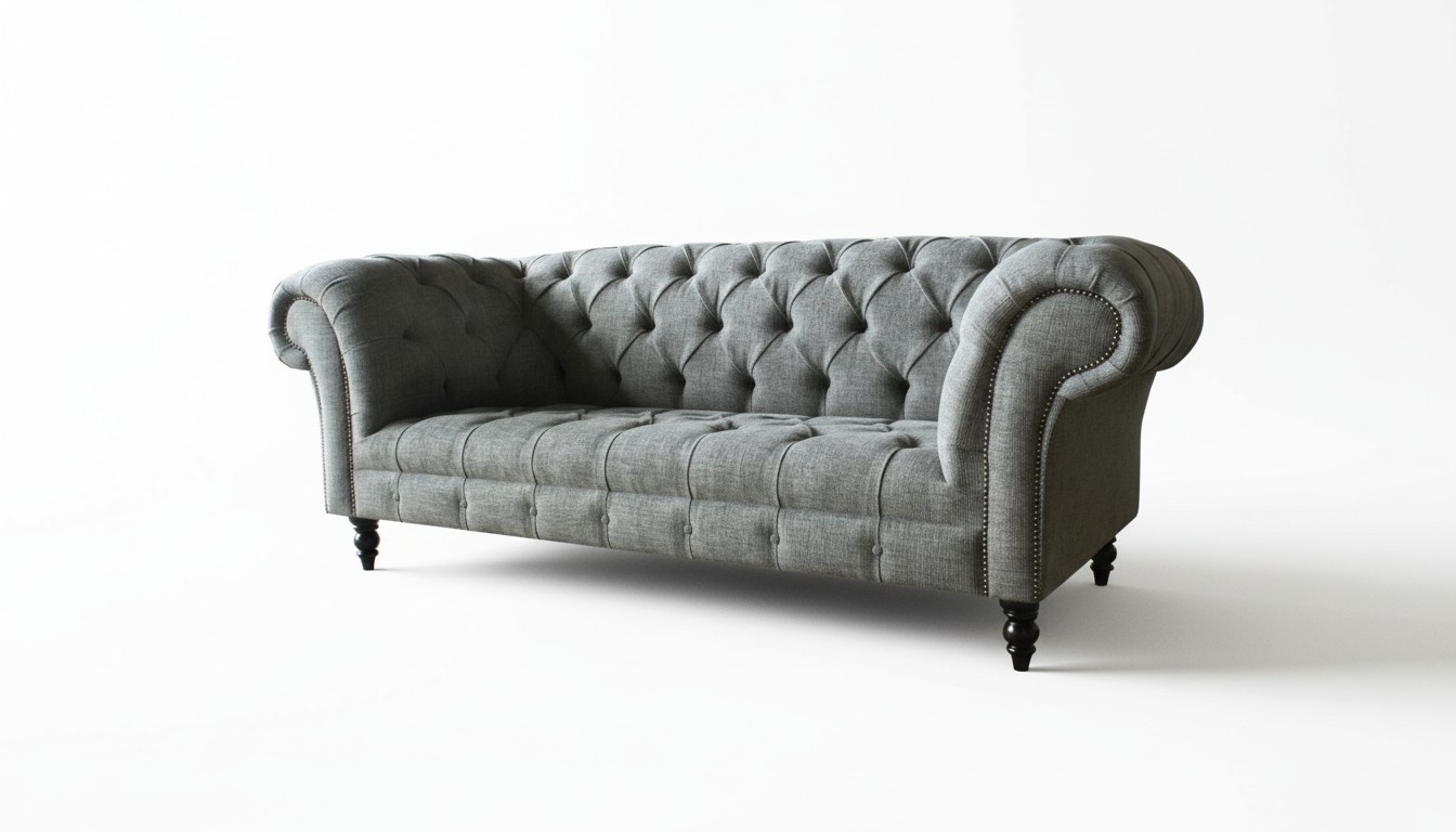 Graue Polster Sitz Couch 3 Sitzer Garnitur Sofa Sofas Couchen Samt Dreisitzer