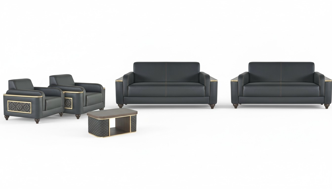 Graue Sitzgarnitur Luxuriöse Sofas Designer Lehnsessel Couchtisch 5tlg