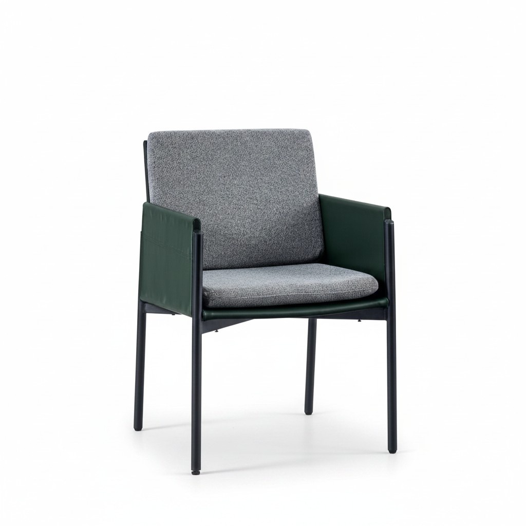 Grauer Armlehnenstuhl Stilvoller Einsitzer Luxus Polstersessel Modern