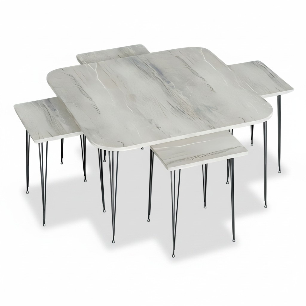 Grauer Holz-Couchtisch mit Beistelltischen modern