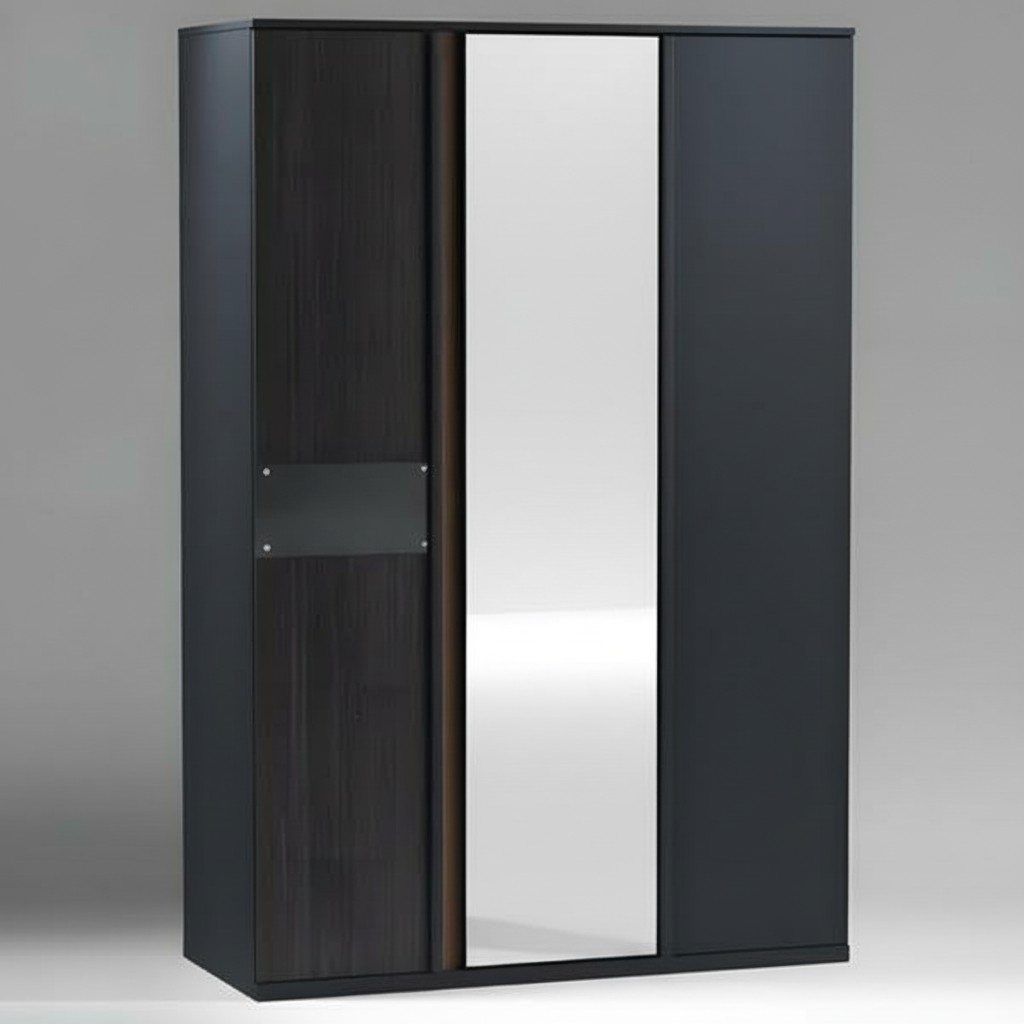 Schwarzer Holzschrank modern, eleganter Stauraum für Schlafzimmer