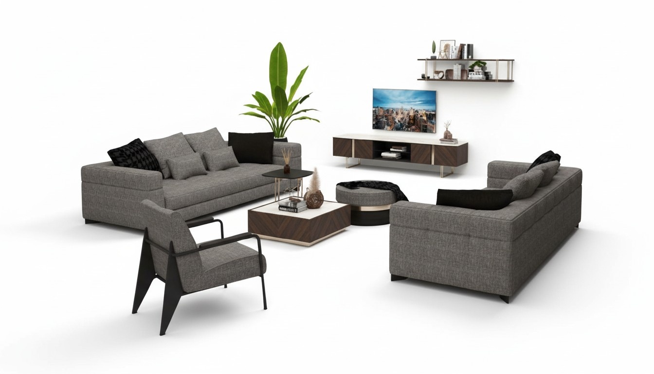 Grauer Sitzsessel Edelstahlfüße Moderne Wohnzimmermöbel Sitzsessel Sofa Couch