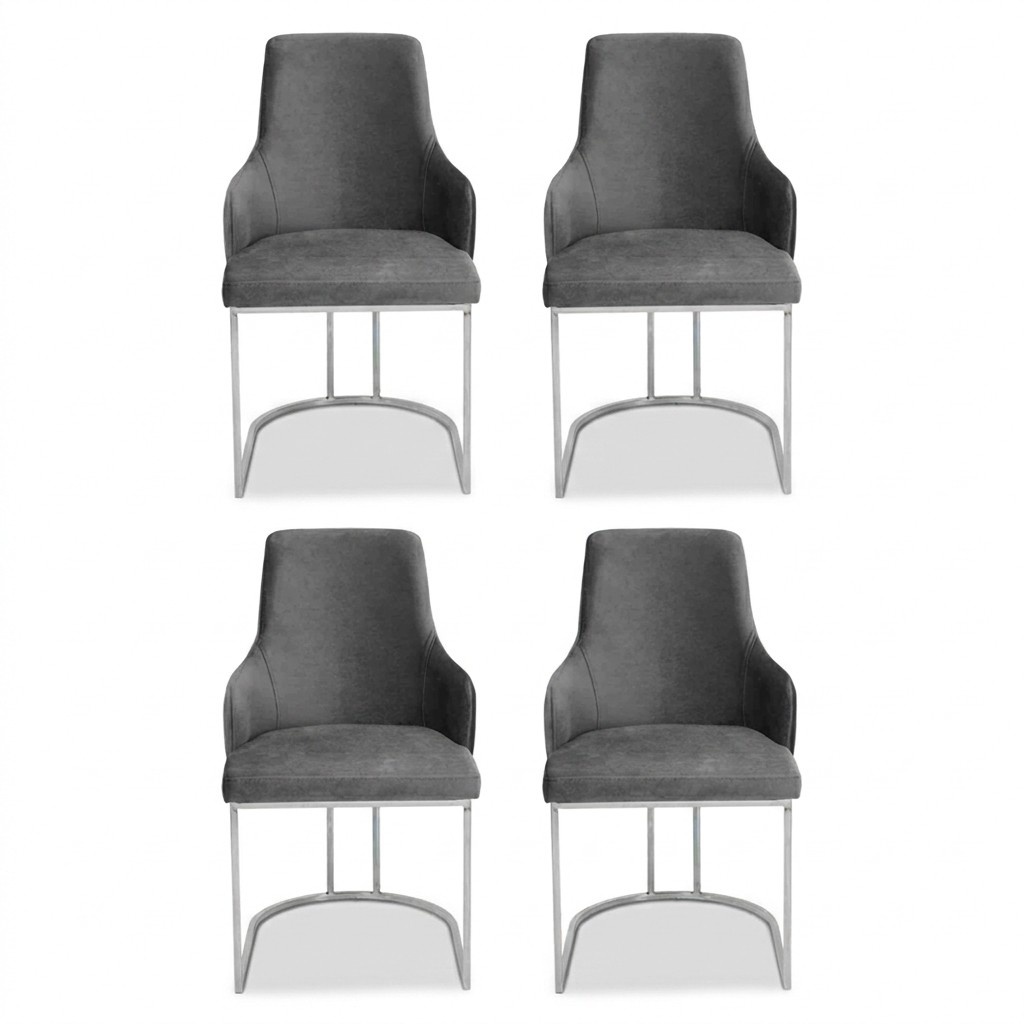Grauer Stuhl-Set Esszimmerstühle Luxuriöse Sitzmöbel Küchen Möbel 4tlg