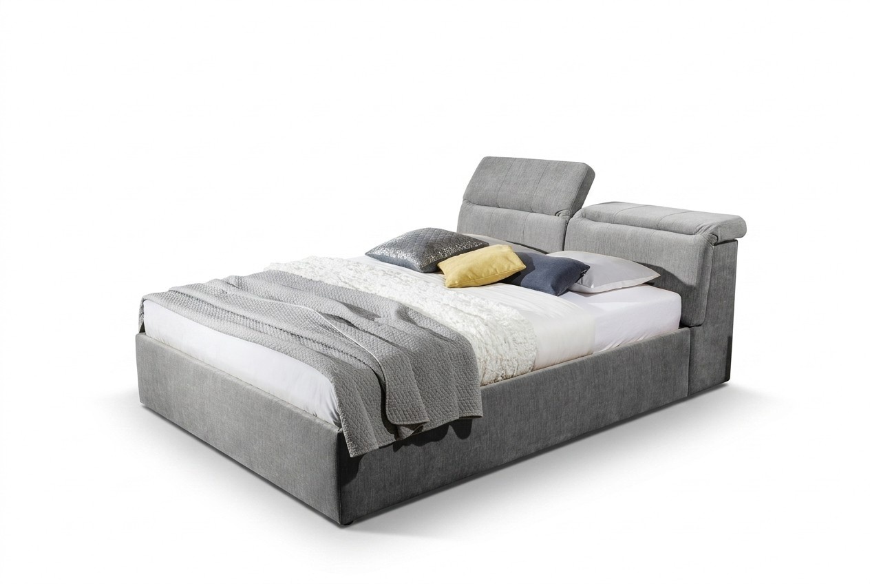 Graues Bettgestell Bett Ehe Doppel Betten Design Polster Schlafzimmer 160x200