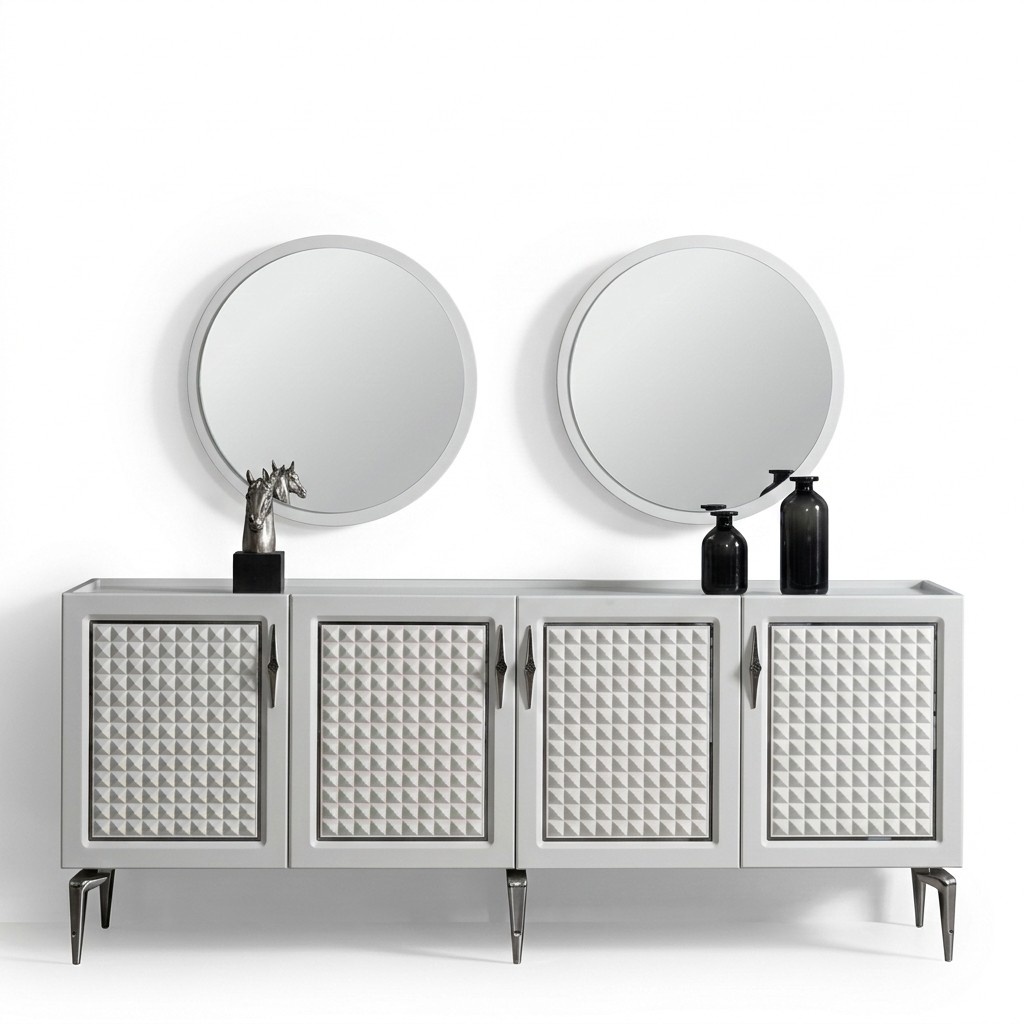 Graues Sideboard Schrank Regal Schränke Möbel Spiegel Kommoden 3tlg