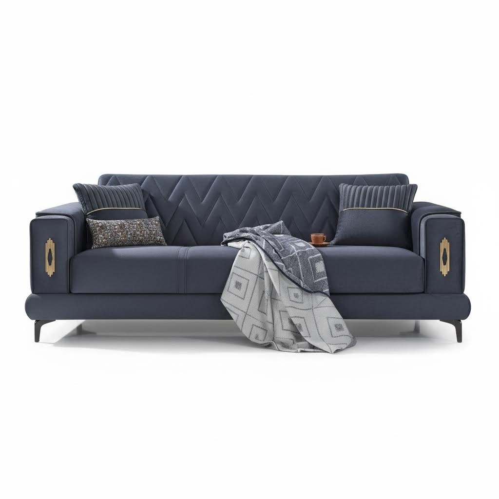 Graues Sofa Dreisitzer Couch Polster Möbel Polstermöbel Polstercouch Sitzmöbel