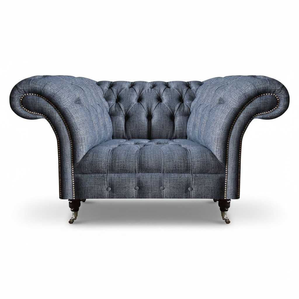 Graues Textilsofa Chesterfield Wohnzimmer Zweisitzer Einrichtungssofas
