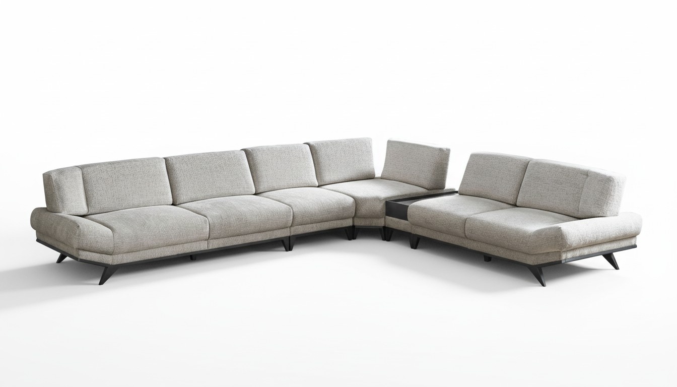 Graues Wohnnzimer Sofa L-Form Wohnlandschaft Ecksofa Polster Couch Neu