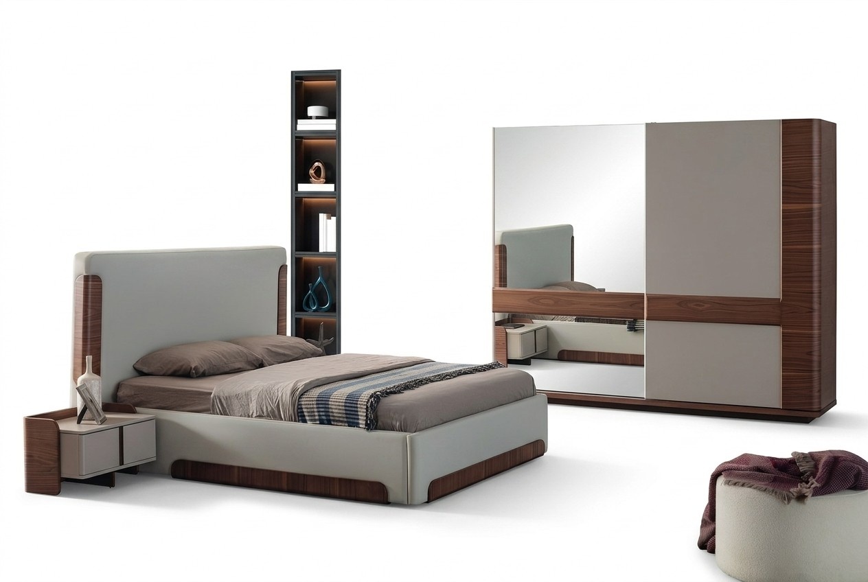 Graziöe Schlafzimmer Möbel Luxus Polsterbett Designer Kleiderschrank