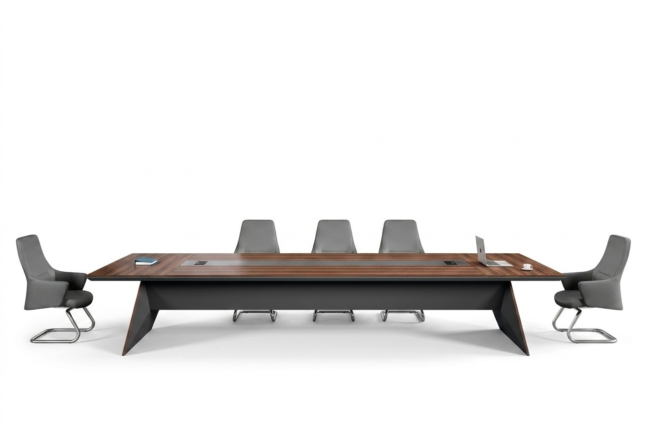 Große Bürotisch Konferenztisch Arbeitstisch Schreibtisch Holz Braun