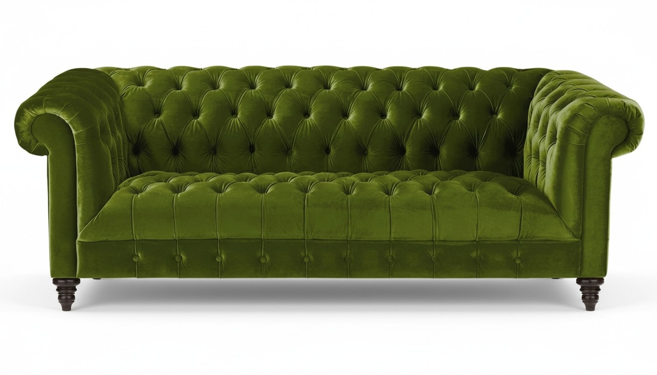 Grün Dreisitzer Stoff Chesterfield Design Couchen Polster Sofas Original Sofa