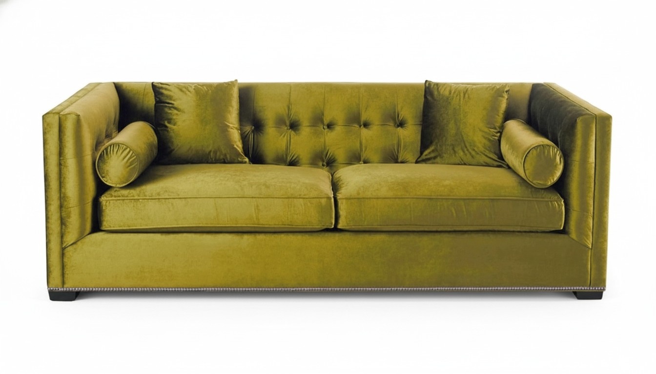 Grün Dreisitzer Stoff Wohnzimmer Design Couchen Polster Sofa Sofas Chesterfield