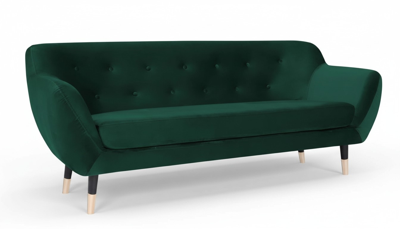 Grün Stoff Wohnzimmer Design Couchen Polster Sofa Sofas Chesterfield Dreisitzer
