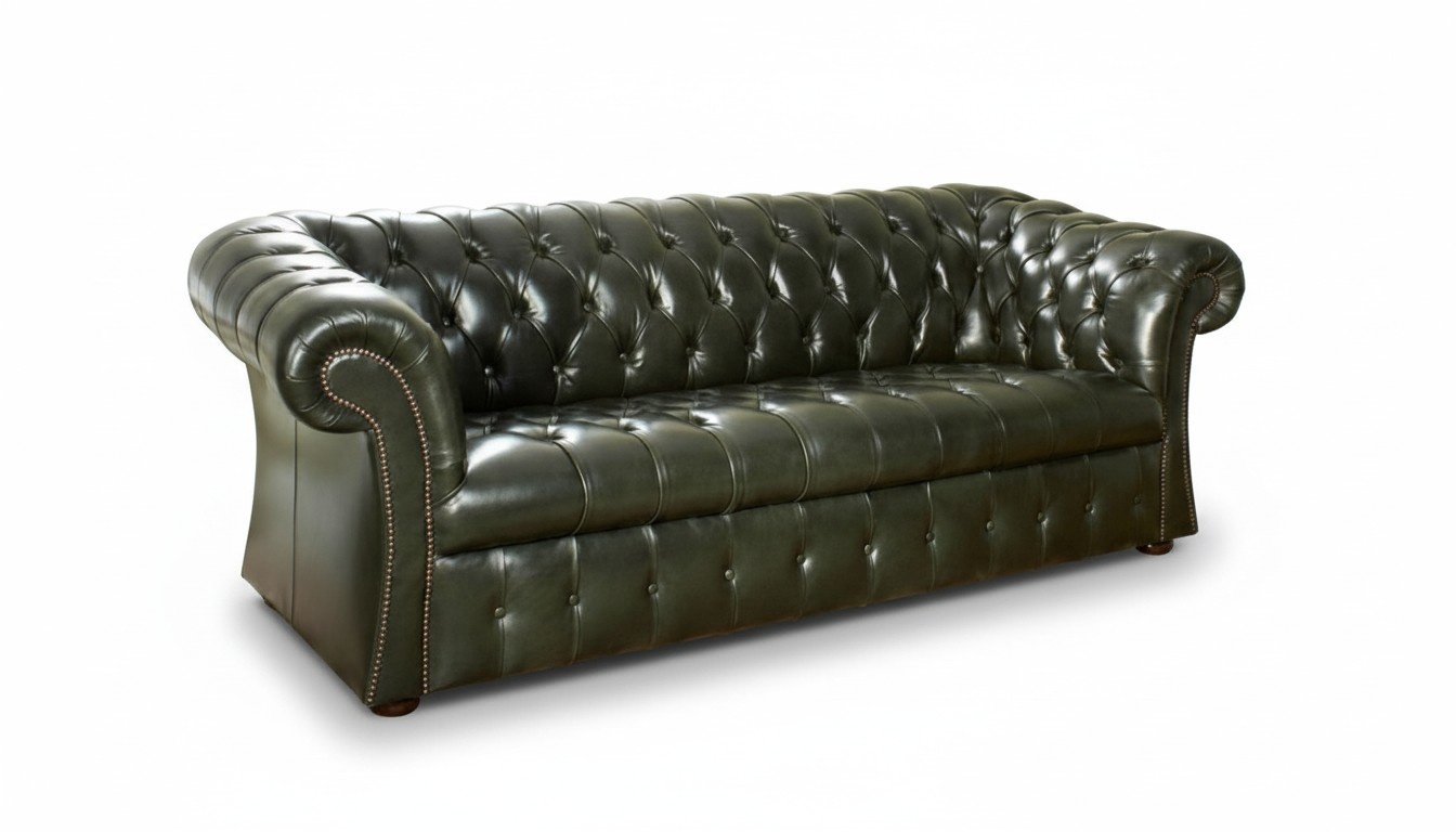 Grüne Chesterfield Sofa Couch Polster Stoff Leder Couchen Polster 3 Sitzer