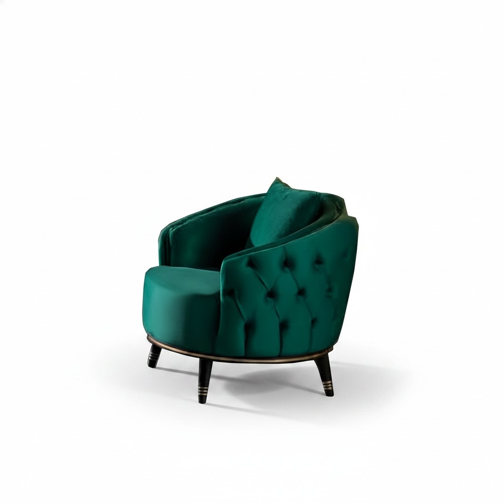 Grüner Chesterfield Sessel Rundsessel Wohnzimmer Lehnsessel Einsitzer