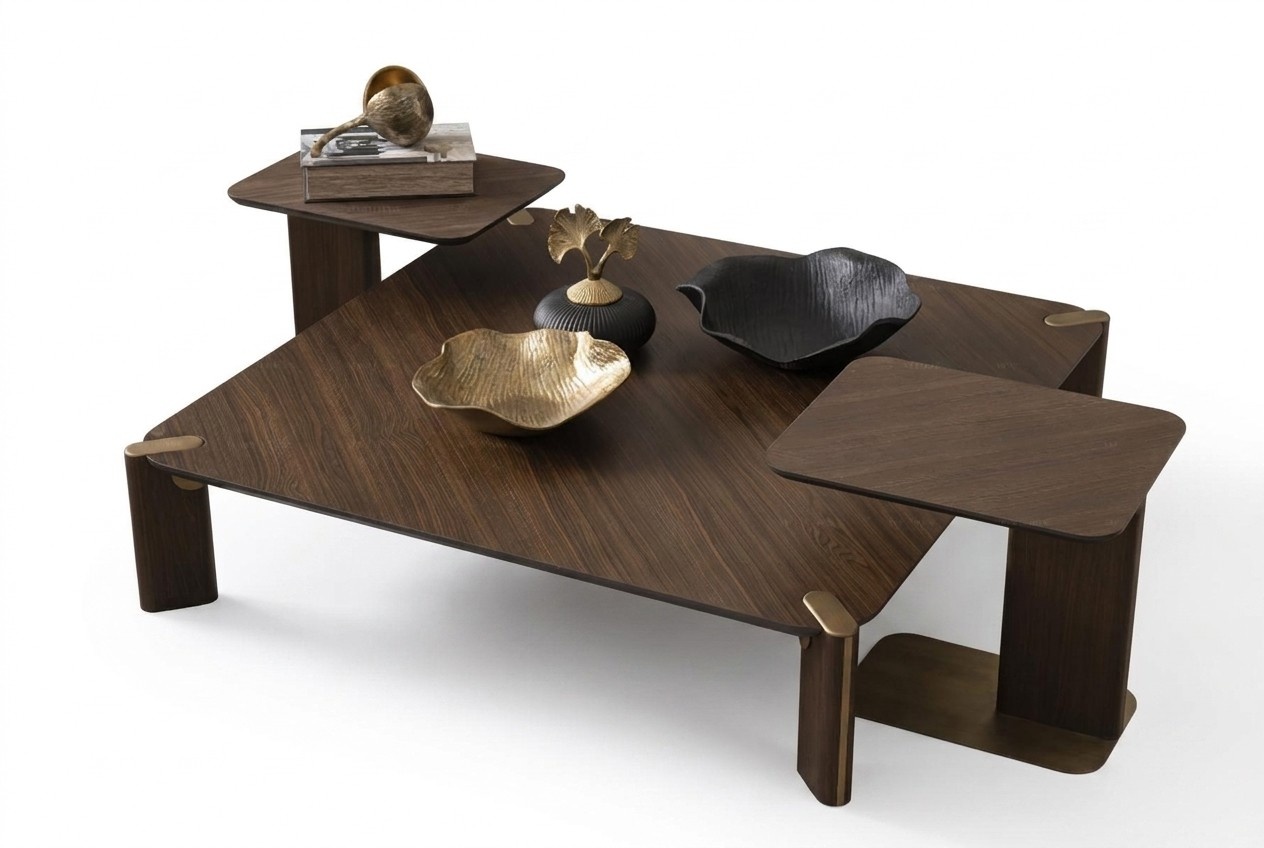 Gruppe 3tlg Couchtisch Beistelltische Kaffeetisch Braun Holz Set Tisch