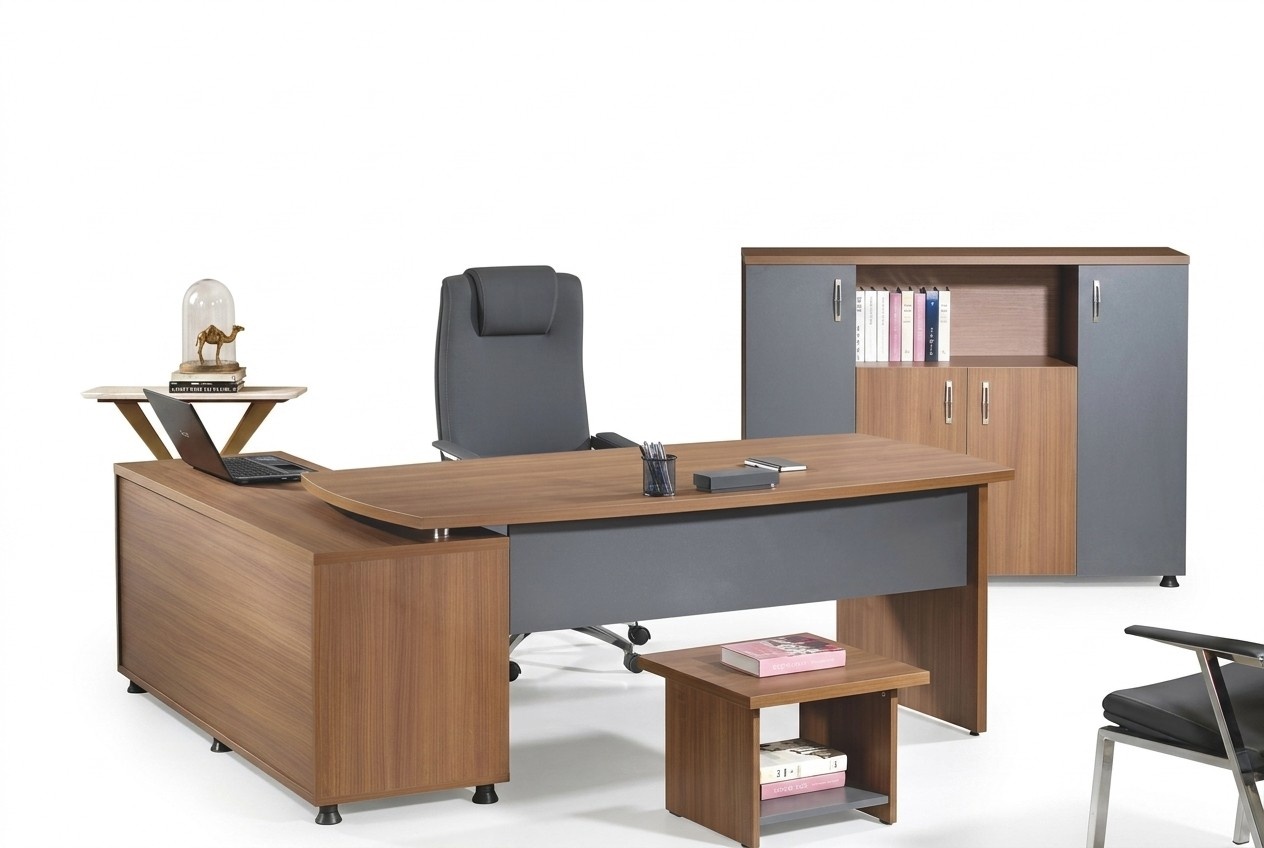 Gruppe Büro Eckbürotisch Arbeitszimmermöbel Schrank 3tlg Holz Braun