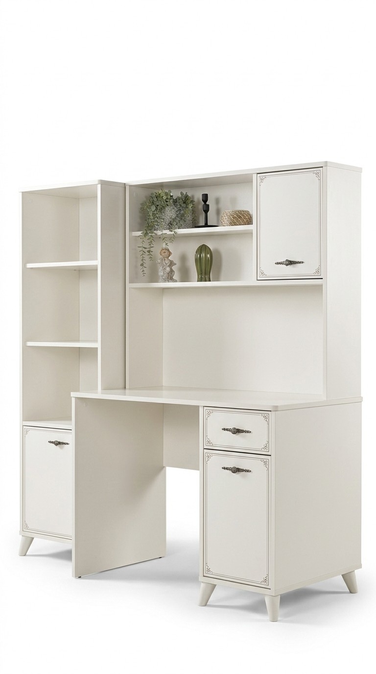 Gruppe Computertisch Schreibtisch Set Holz Bücherregal Weiß 3tlg Regal
