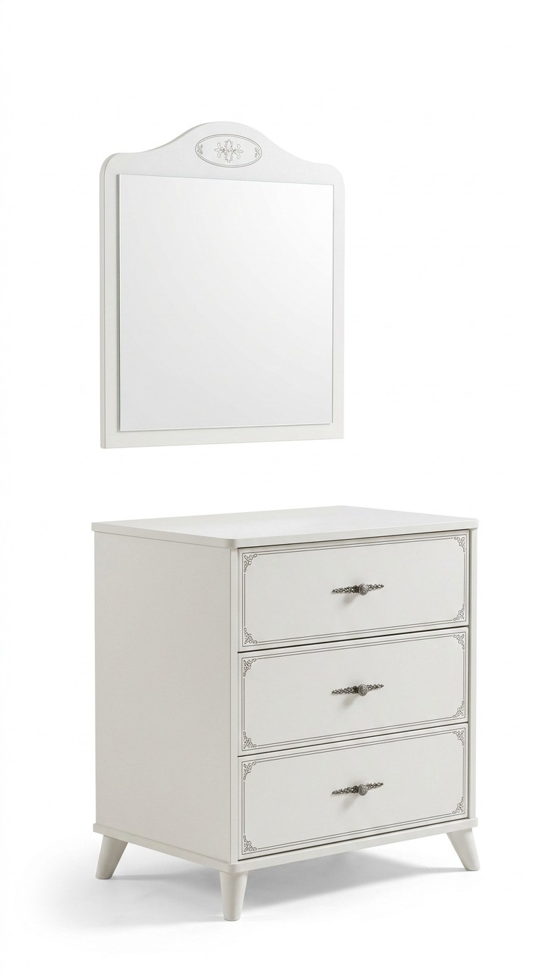 Gruppe Kommode mit Spiegel Schrank Holz Kommoden Sideboard Weiß Luxus