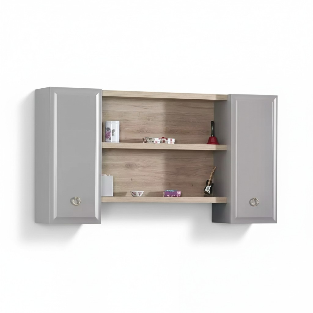 Hängeschrank Wandschrank Kinderzimmer Bücherregal Holz Grau Design