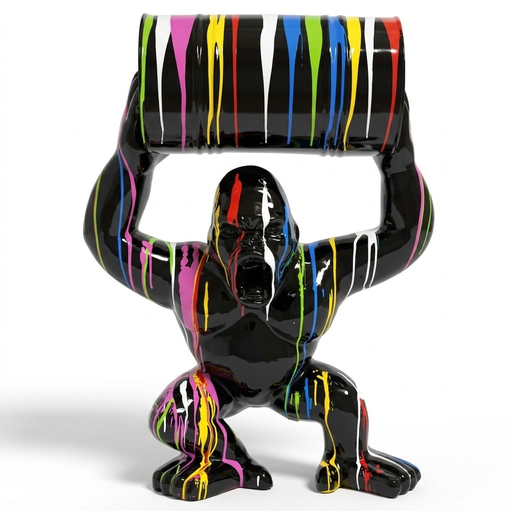 Handarbeit Abstrakte Figur Statue Design Bunte Skulptur King Kong Statuen Neu