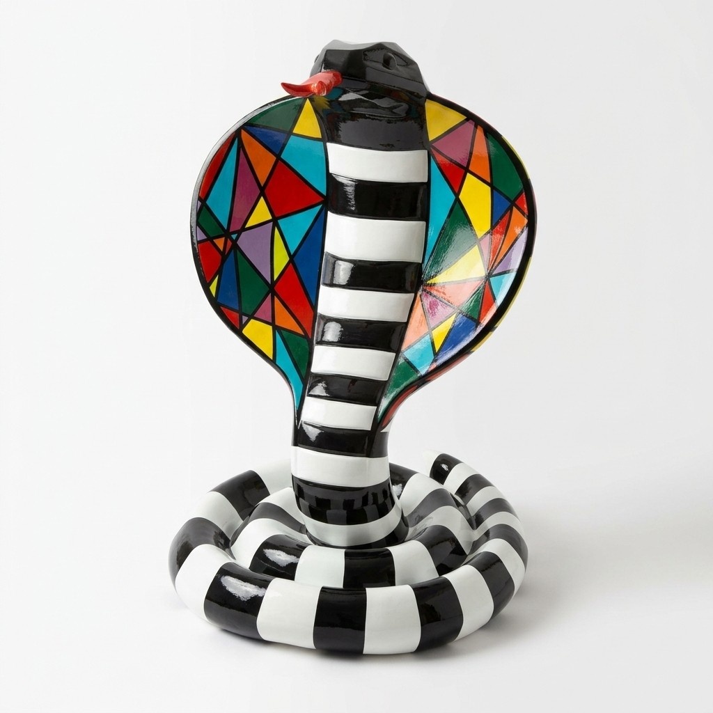 Handarbeit Abstrakte Figur Statue Design Bunte Statuen Skulptur 90cm Cobra