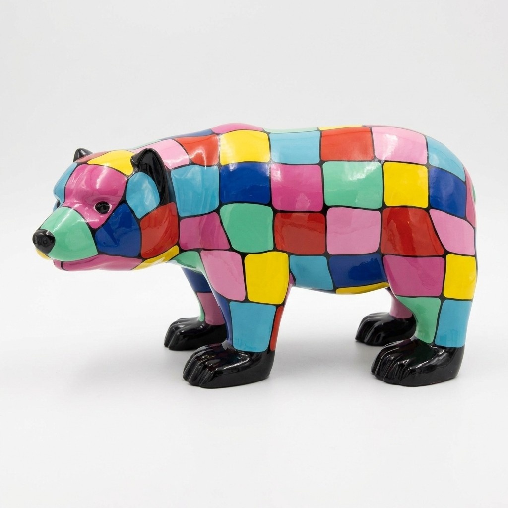 Handarbeit Abstrakte Figur Statue Design Bunte Designer Skulptur Bär