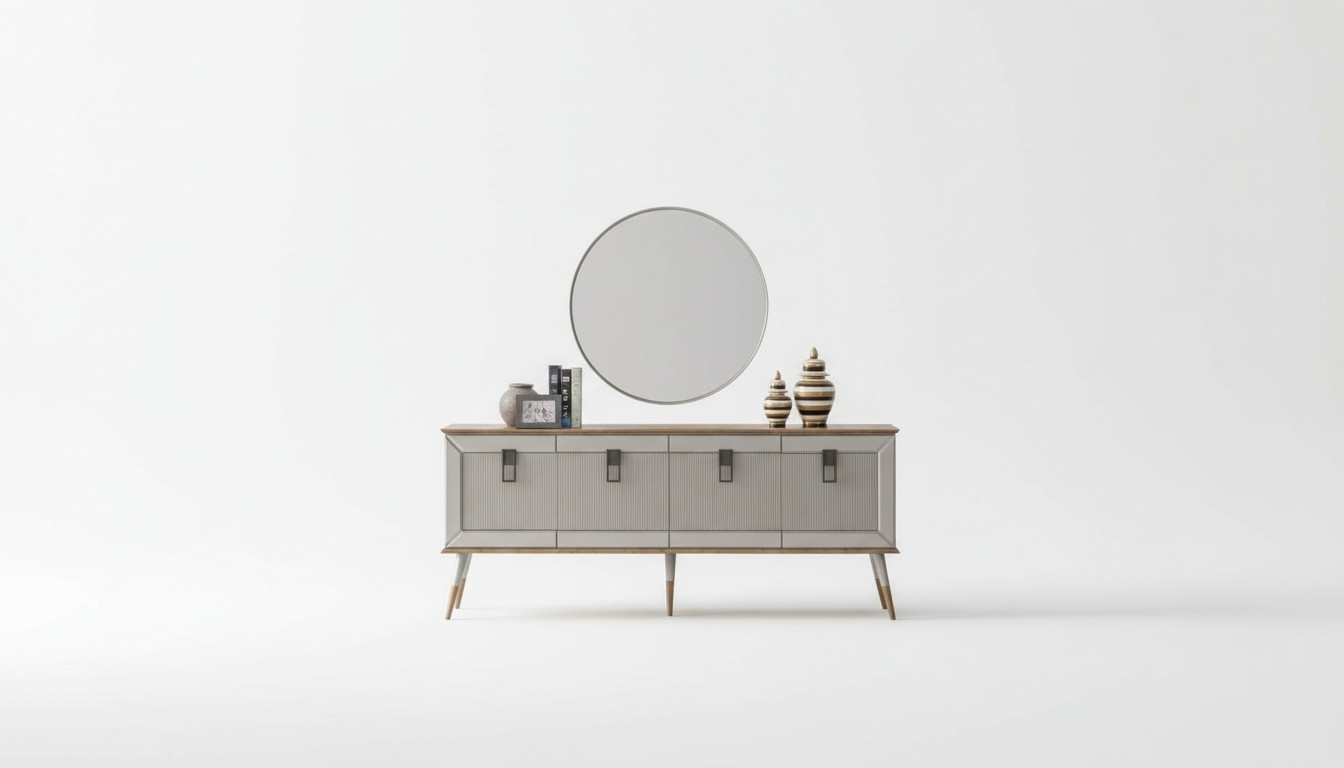 Helle Esszimmer Garnitur Robuster Esstisch Luxuriöses Sideboard 9tlg