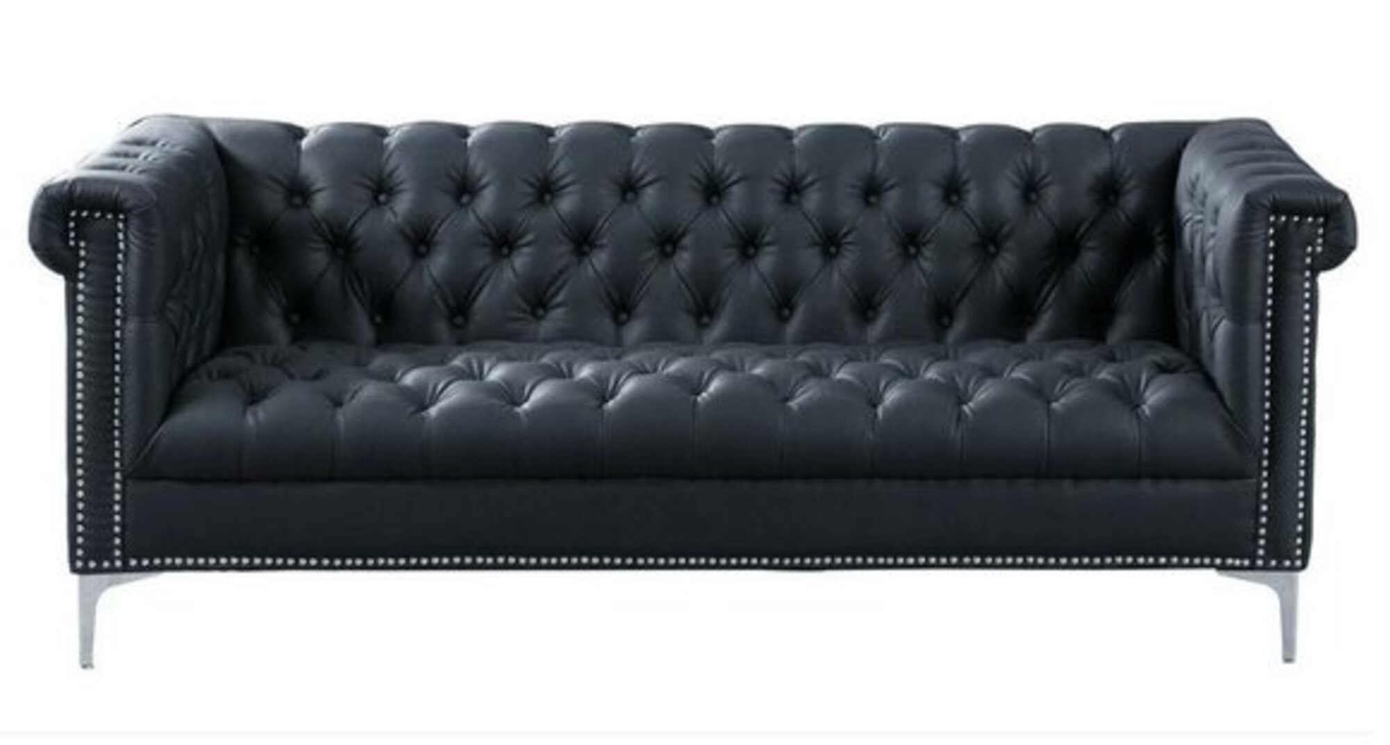 Schwarz Dreisitzer Chesterfield Modern Design Couchen Leder Sofa Designer Möbel