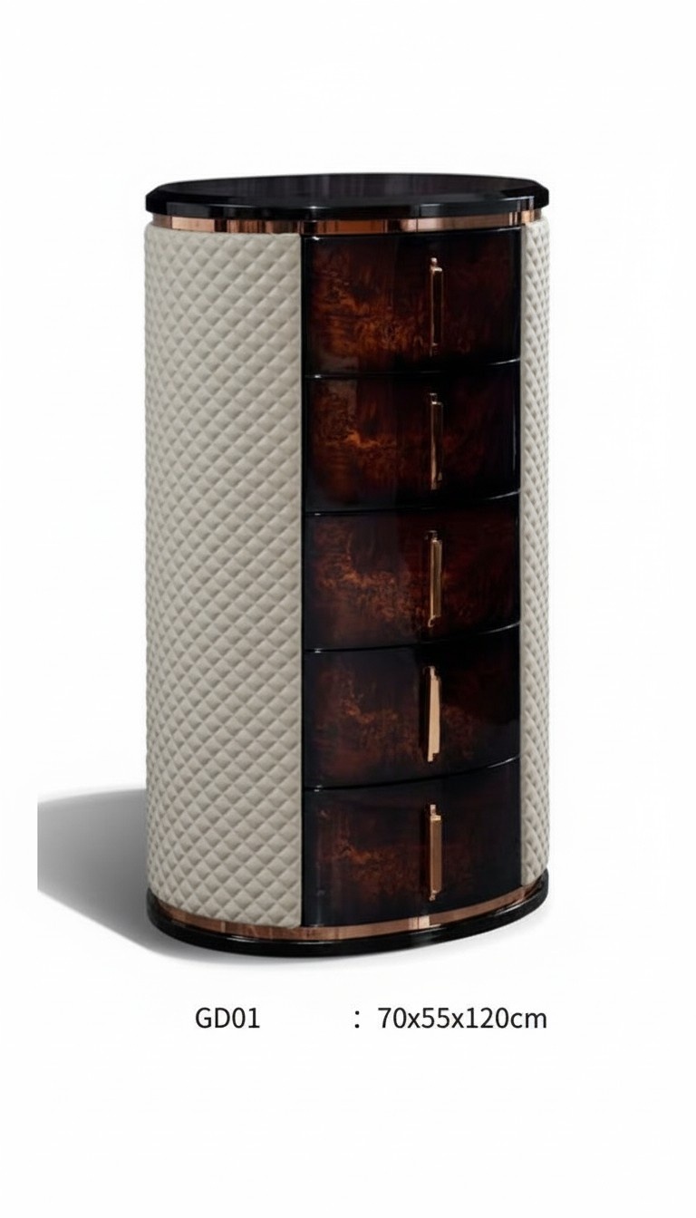 Hochkommode Braune Luxus Schrank Modern Design Möbel Holz Kommoden Wohnzimmer