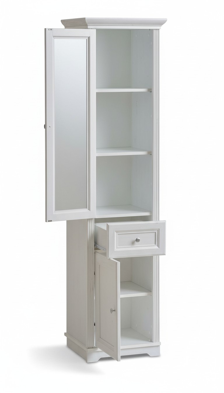 Hochschrank Badmöbel Unterschrank Hochschrank weiß Badschrank Badezimmer Holz