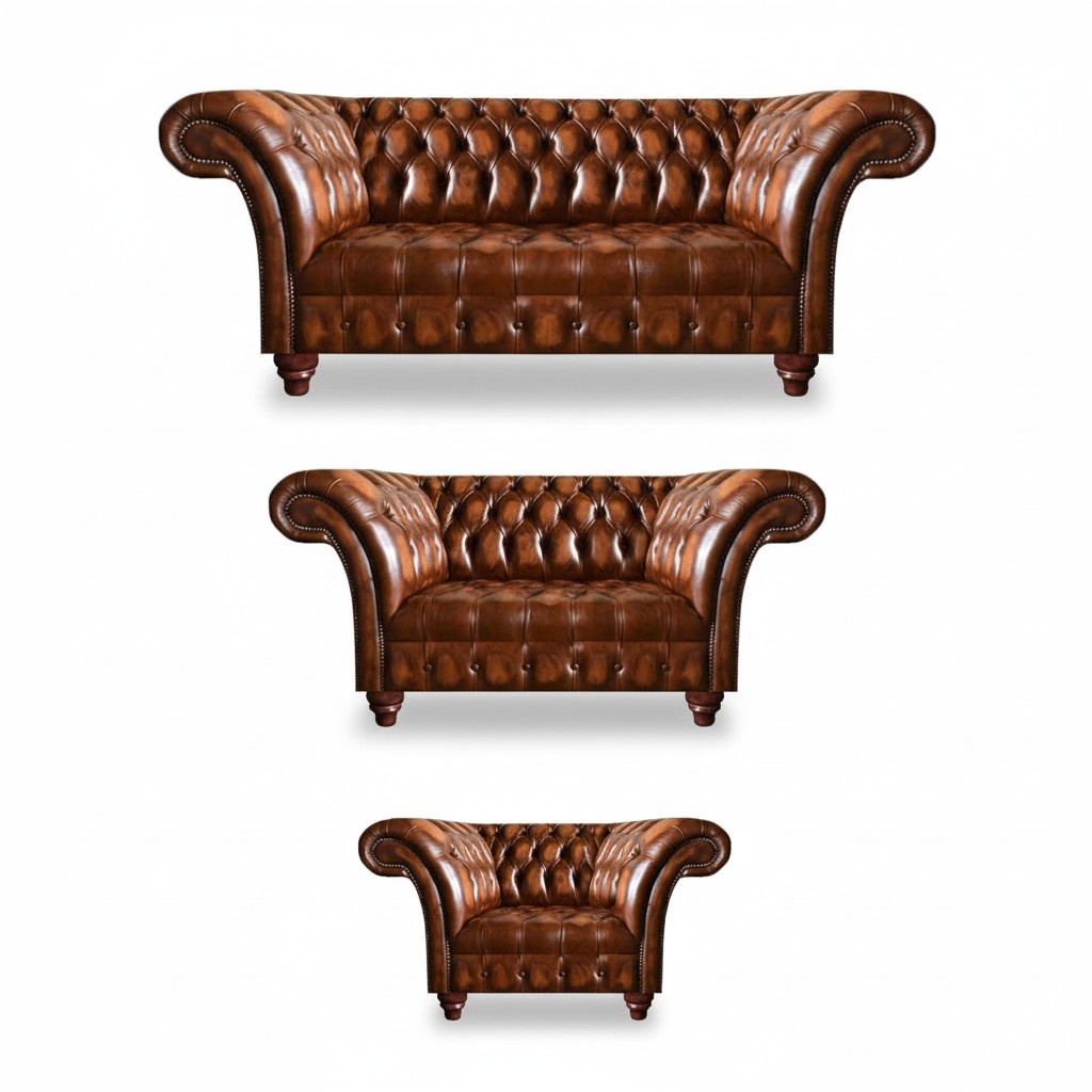 Hochwertige Chesterfield Garnitur Couchgarnitur 2x Sofas Polster Sessel