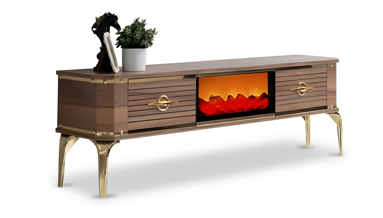 Hochwertige TV-Kommode mit eleganten Details und funktionalen Fächern