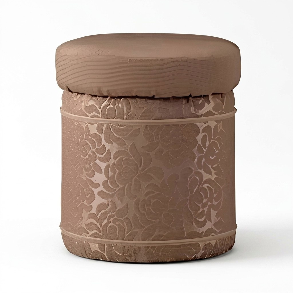 Hocker Polsterhocker Fuß Ablage Möbel Wohnen Sitzbänke Sitz Textil Braun Design