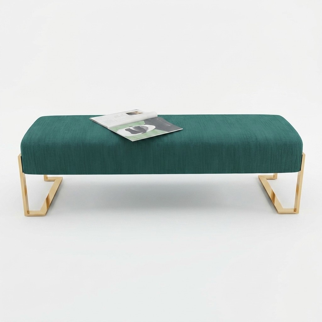 Hocker Polsterhocker Fuß Ablage Möbel Wohnen Sitzbänke Sitz Textil Grün