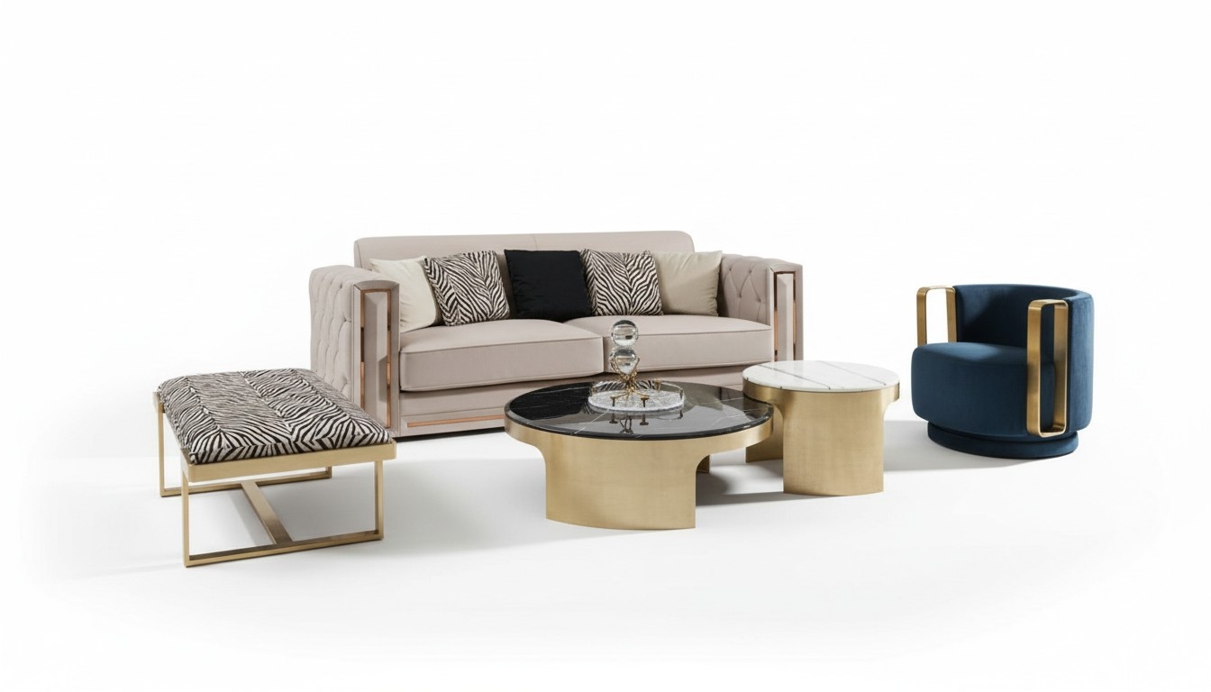 Hocker Zebra Wohnzimmer Edelstahl Neu Modern Design Möbel Luxus Textil Stoff Neu