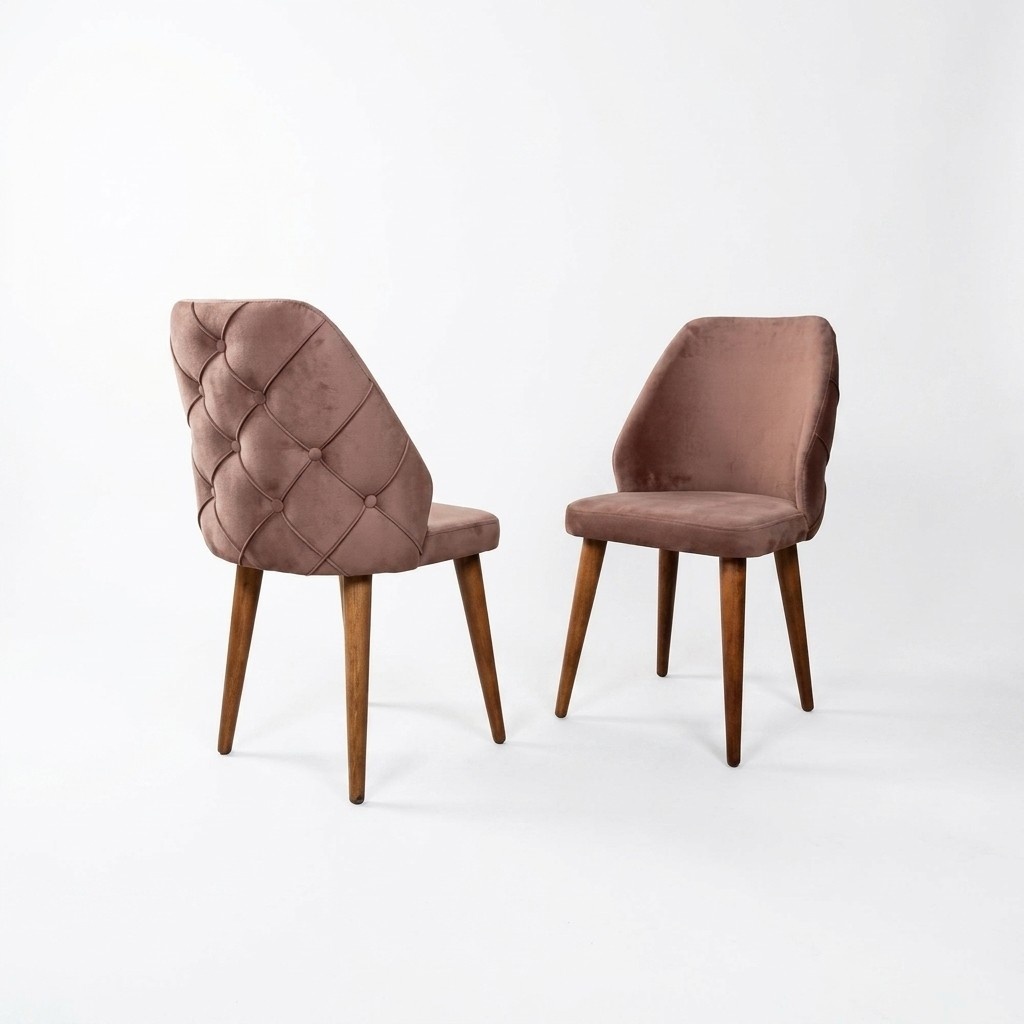 Hölzerne gepolsterte Stuhl beige zurück Chesterfield auf Holzbeine für Esszimmer