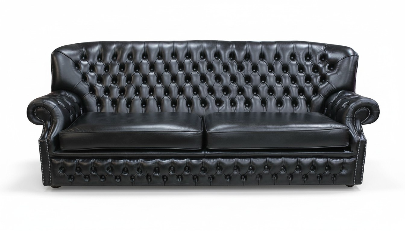 Hohe Rückenlehne Chesterfield Leder Sofa Couch Polster Sitz Garnitur