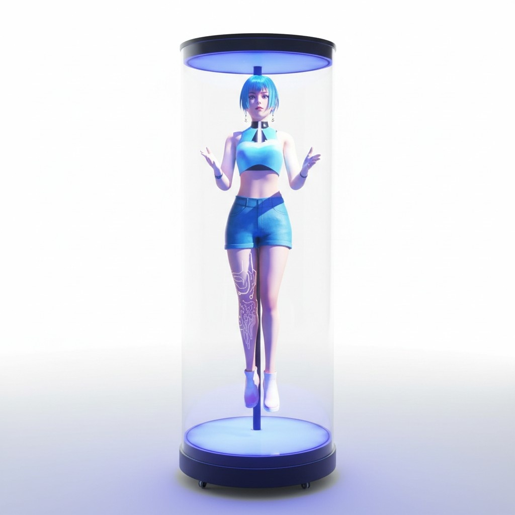 Hologramm Werbeständer 3D-Werbung Holographic Werbefigur Moderator Host