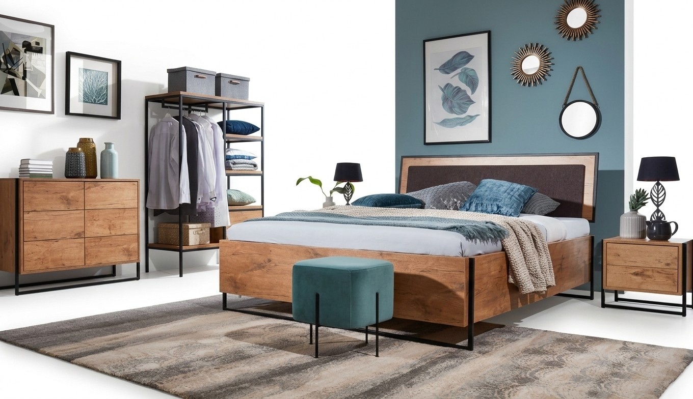 Holz Designer Bett Schlafzimmer Betten Textil Leder Hotel Luxus Polster