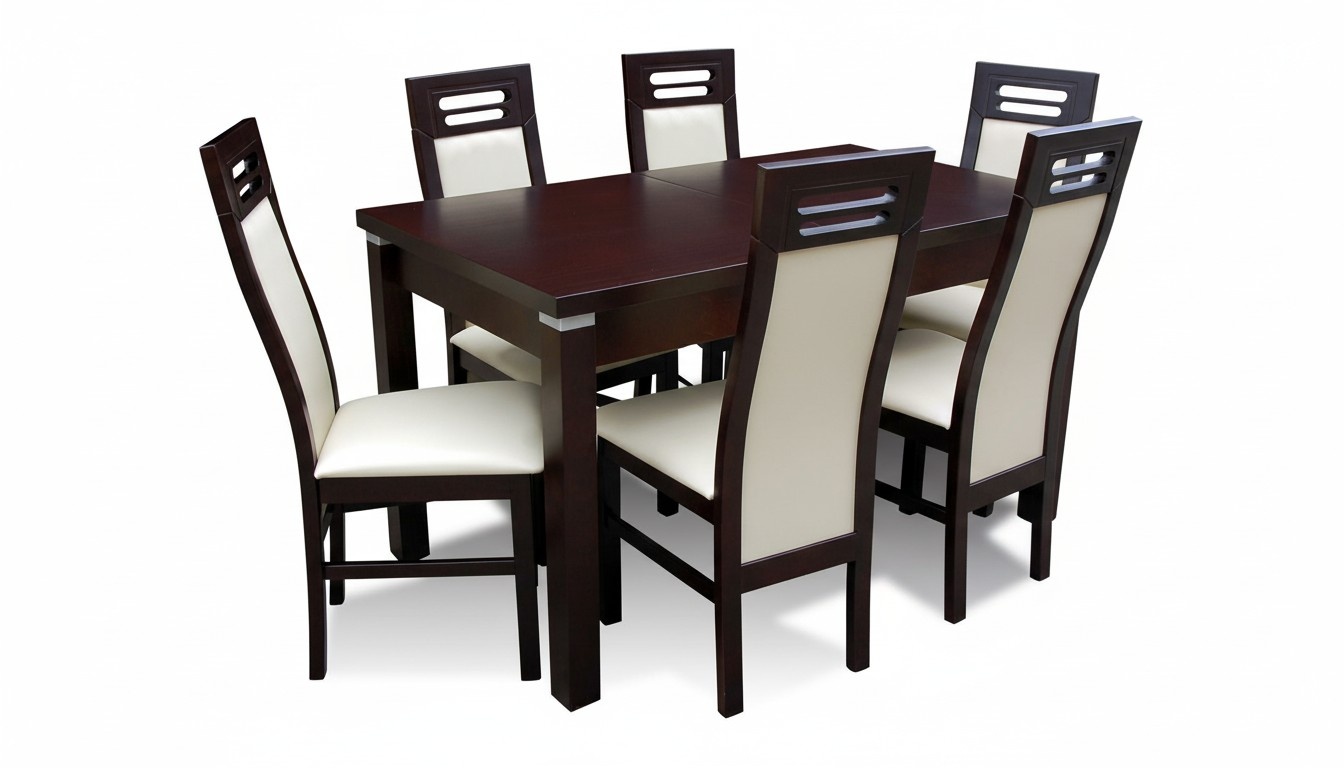 Holz Designer Ess Tisch + 6 Stühle Set Garnitur Zimmer Gruppe 7 tlg. Tische Neu