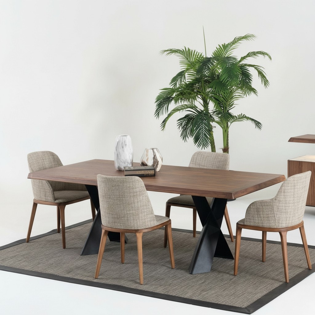 5tlg Modern Design Esszimmer Set Tisch 4x Stühle Holz Möbel