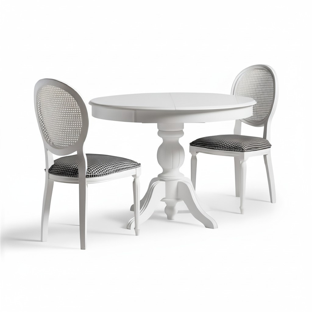 Holz Garnitur Essgruppe Esszimmer Esstisch Stühle 5tlg Weiß Essecke