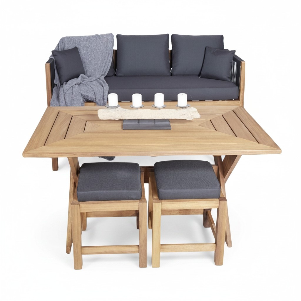 Holz Gartenmöbel Designer Sofa 3 Sitzer Esstisch Stilvoller Komplett Möbel