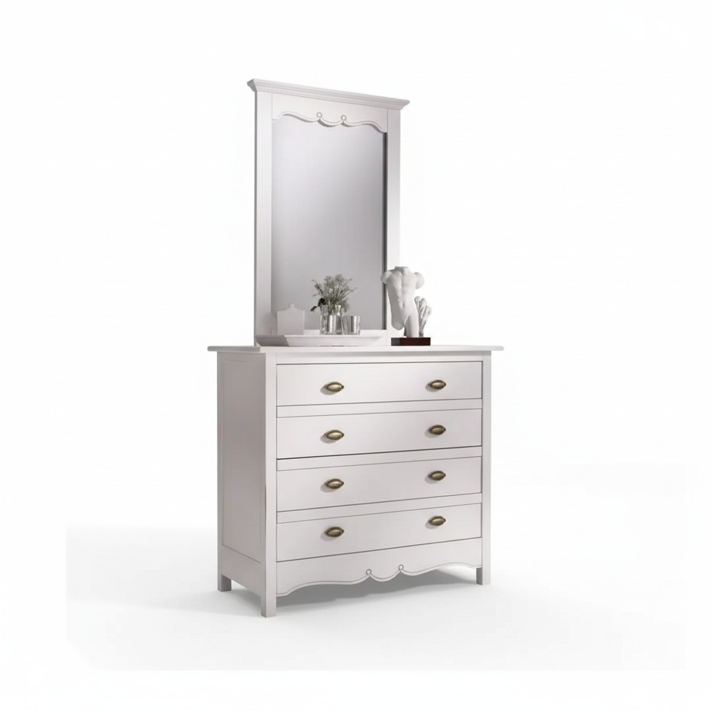 Holz Italienische Möbel 2tlg Set Möbel Stil Luxus Kommode mit Spiegel