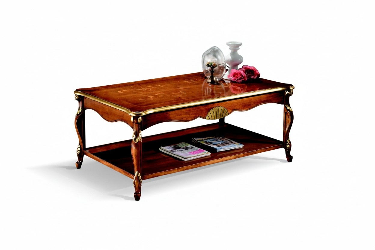 Design Holz Italienische Möbel Barock Stil Braun Couchtisch Wohnzimmer Tisch Neu