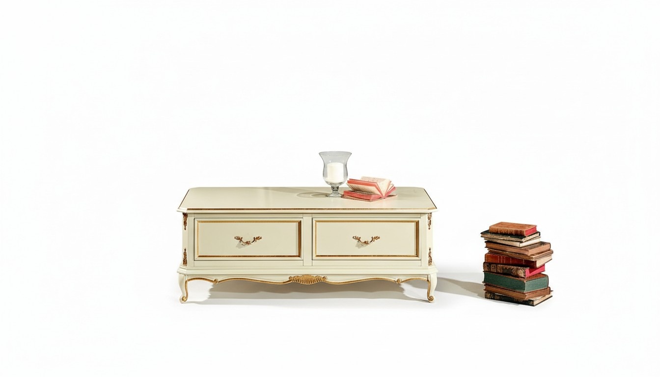 Holz Italienische Möbel Barock Stil Luxus Weiß Couchtisch Wohnzimmer Tisch Neu