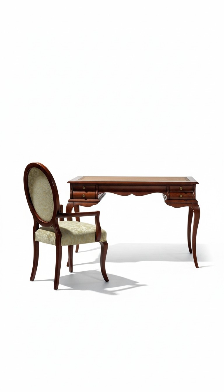 Holz Möbel Luxus Büro 2tlg Set Schreibtisch Sessel Italienische Tische Barock