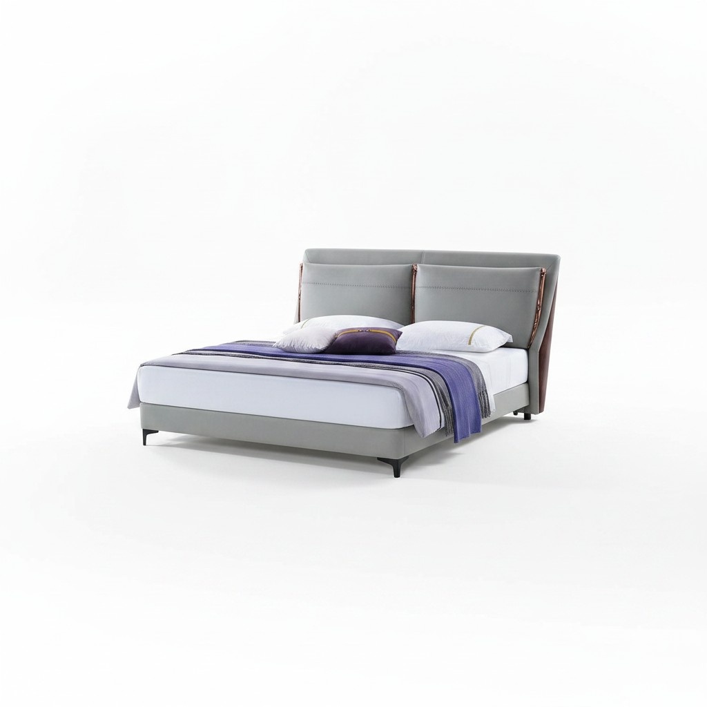Holzbett Bett Doppelbett Luxus Möbel Schlafzimmer Hotel 180x200cm Betten Leder