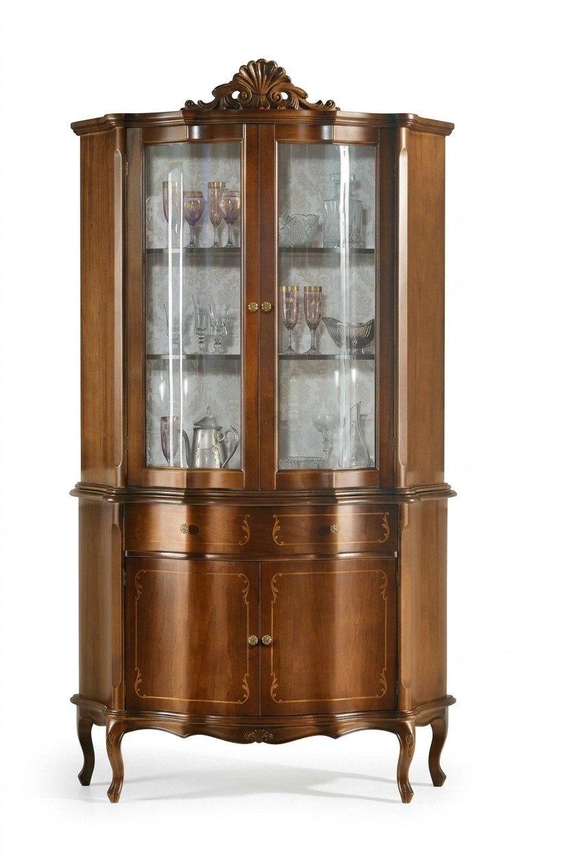 Holzvitrine Hochwertige Luxus Vitrine Schrank klassisches Design Möbel braun